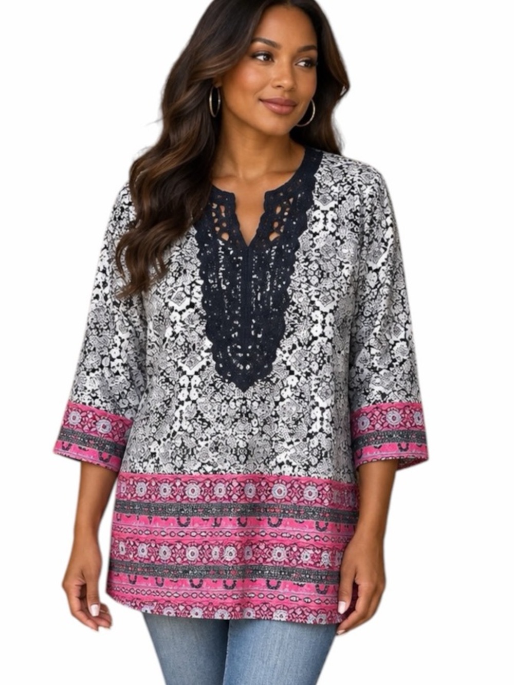 Ambria Selection 12 Lightweight Tunic Blouse Elbow Length Sleeves Modest Boho